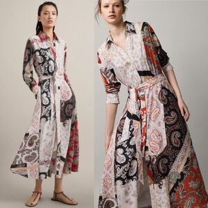 Massimo Dutti Paisley Maxi Dress No Belt Sz 8